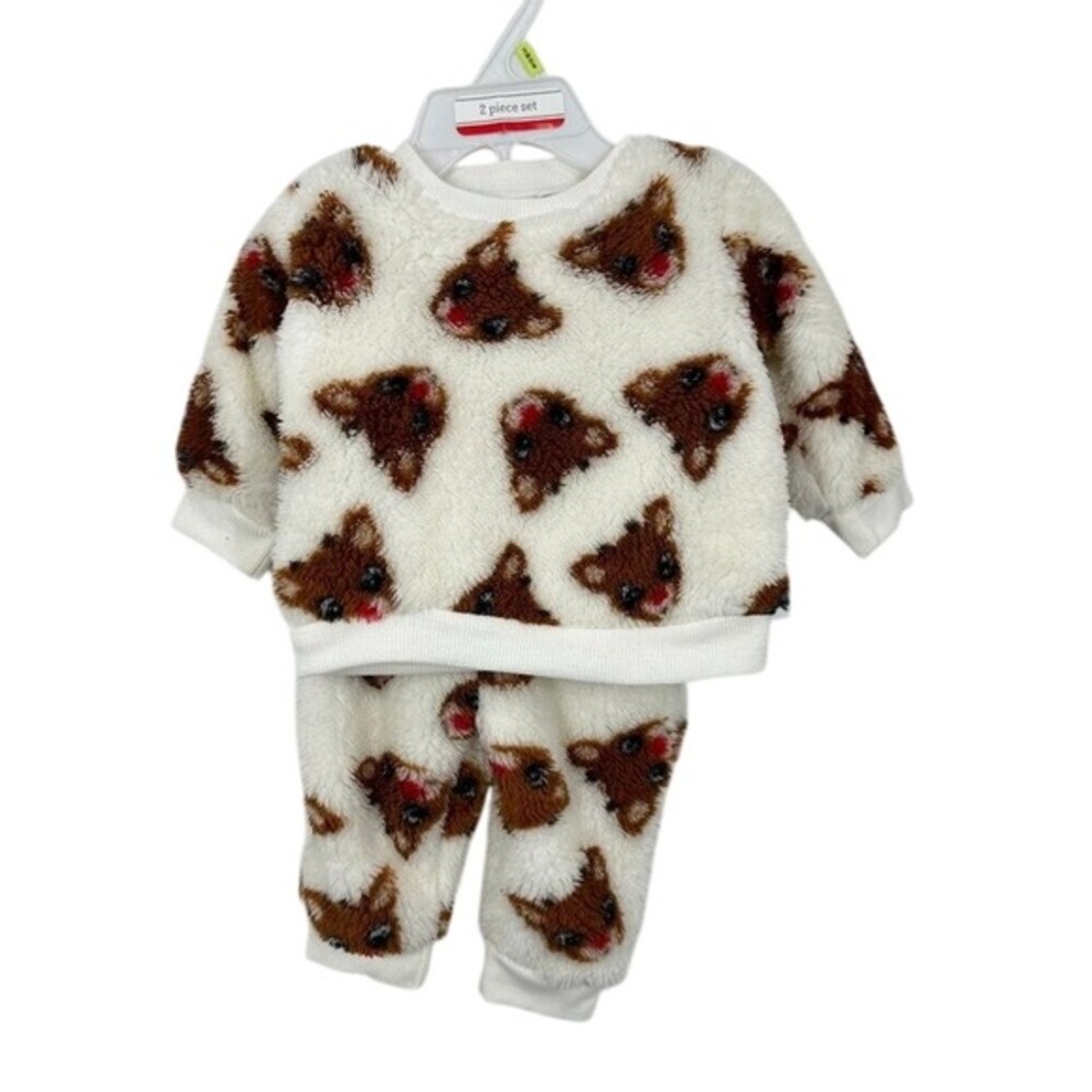 Rudolph The Red Nose Reindeer Fleece Baby Outfit Gift Set‎ Holiday Christmas NWT